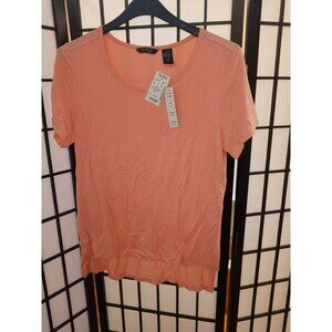 Life Style Tee Peach Size Medium Short Sleeve Stretch Hi-Low Casual Pullover